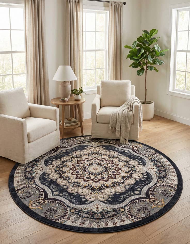 Detail image of 7' 10 x 7' 10 Kamala Washable Round Rug