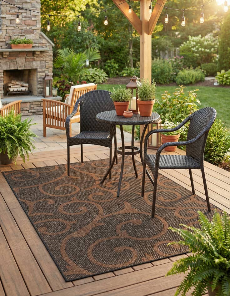 Detail image of 5' x 8' Washable Botanical Indoor / Outdoor Rug