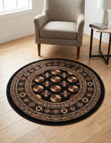 Black Bokhara Round Rug