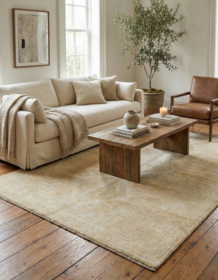 Detail image of 5' 1 x 6' 9 Hand Knotted Oushak Wool Rug