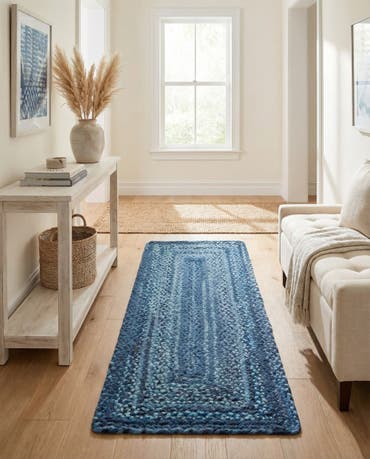  2' 6 x 6' 1  Hand Braided Chindi Runner Rug