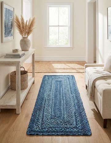 2' 6 x 6' 1 Handmade Braided Chindi Runner Rug