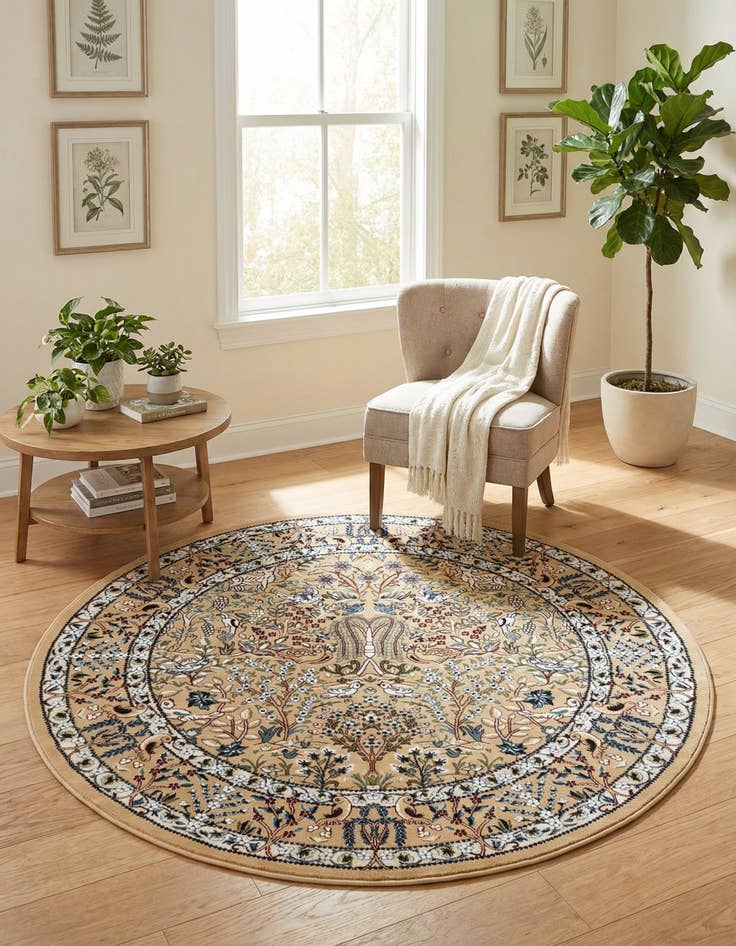 Detail image of 5' 3 x 5' 3 Nain Design Round Rug