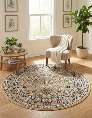 Beige Nain Design Round Rug