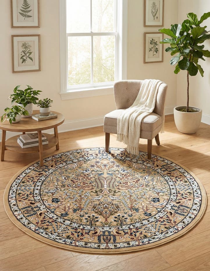 5' 3 x 5' 3 Nain Design Round Rug