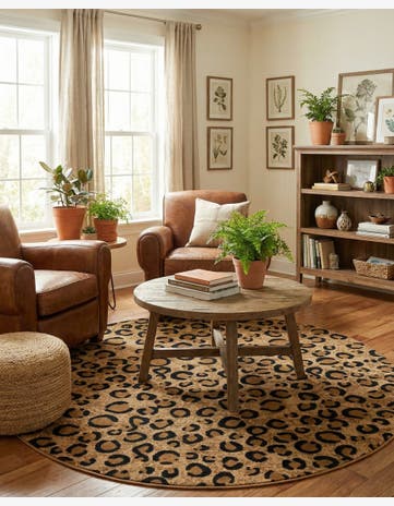 Light Brown Safari Round Rug