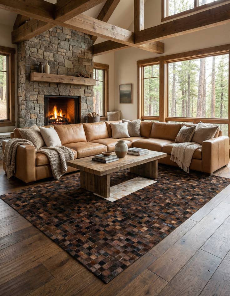 Detail image of 5' 1 x 8' Cowhide Stocks Rug