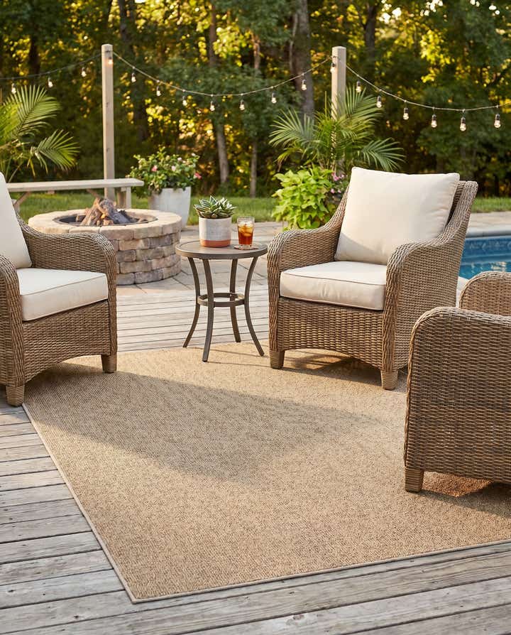 4' 1 x 6' 1 Easy-Clean Solid Indoor / Outdoor Rug