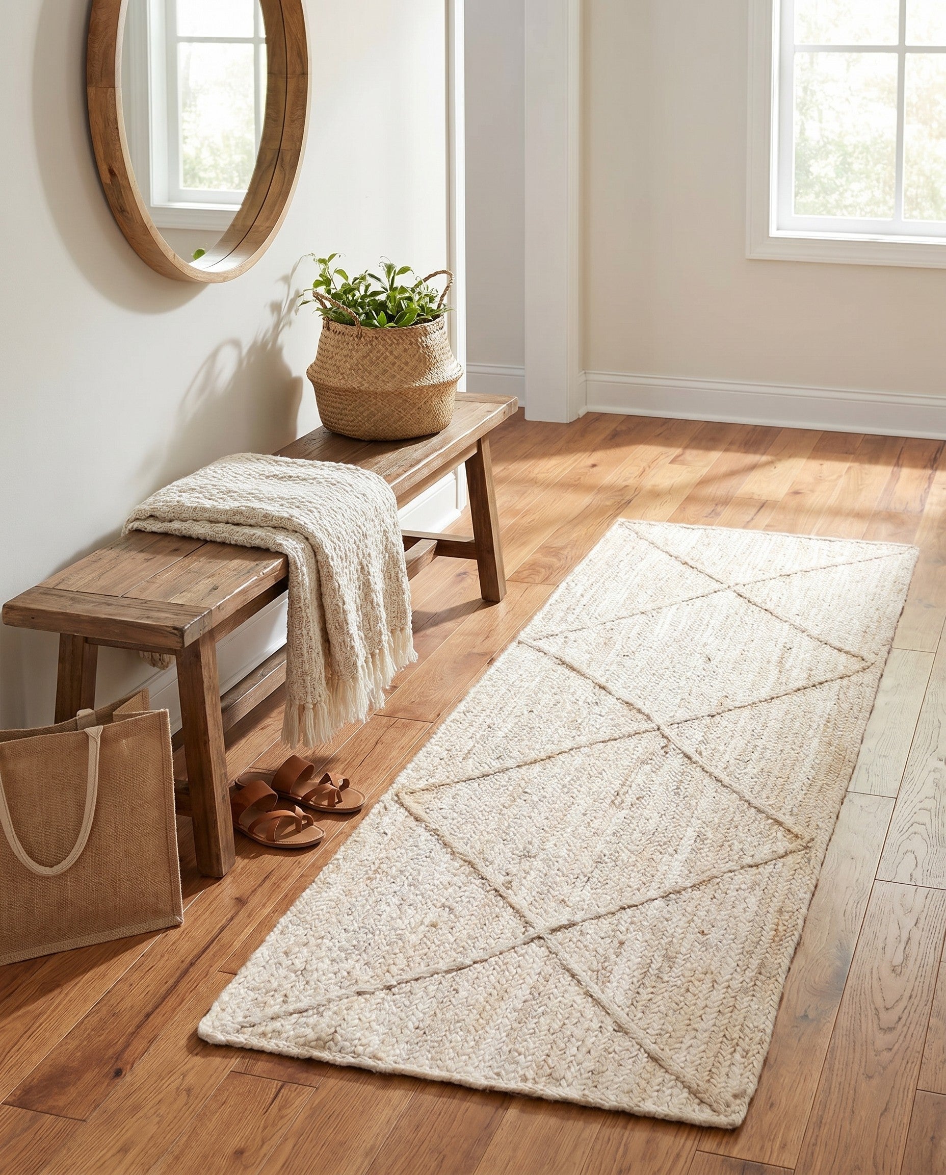 2' 2 x 6' 1 Handmade Braided Jute Runner Rug
