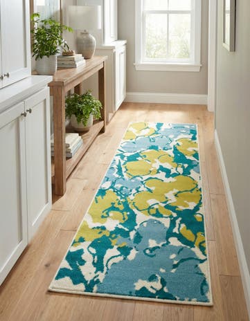 Jane Seymour Light Blue Open Hearts Runner Rug