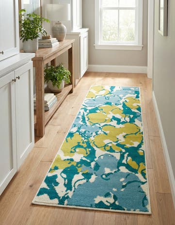 Jane Seymour Light Blue Open Hearts Runner Rug