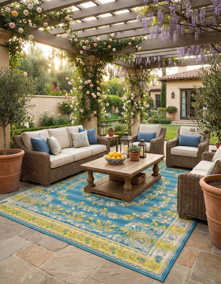 Detail image of 7' 10 x 10' Washable Traditional Indoor / Outdoor Rug