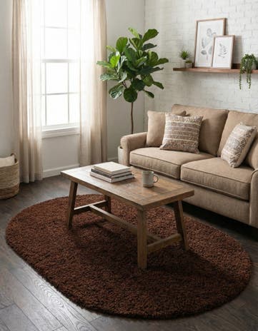 4' x 6' Solid Shag Oval Rug