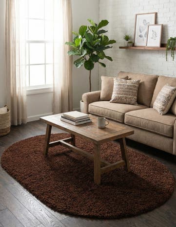4' x 6' Solid Shag Oval Rug