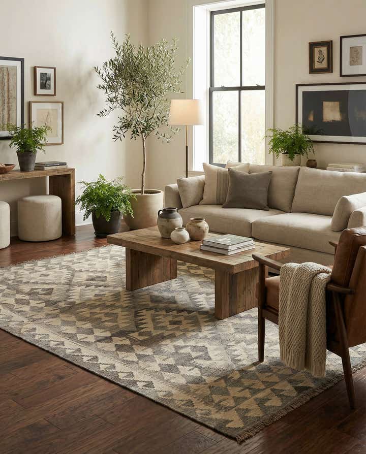 4' 2 x 6' Hand Woven Kilim Maymana Wool Rug