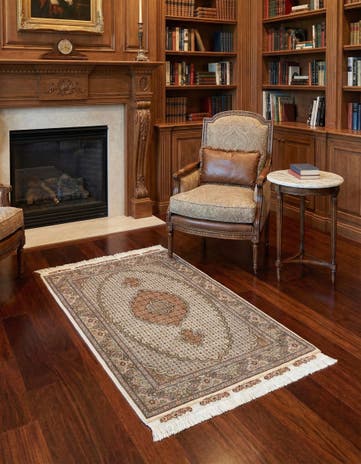 3' 5 x 5' 1 Hand Knotted Tabriz Mahi Persian Wool Rug