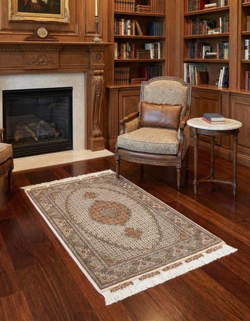 3' 5 x 5' 1 Hand Knotted Tabriz Mahi Persian Wool Rug