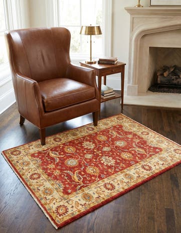 3' 4 x 4' 10 Hand Knotted Peshawar Ziegler Rug