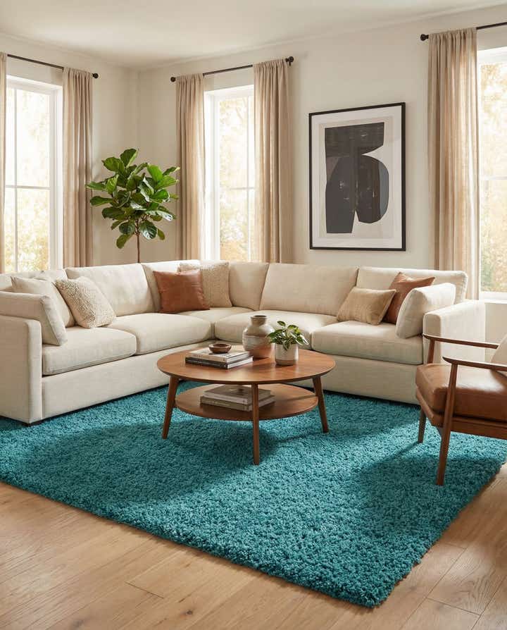 9' x 12' Solid Shag Rug