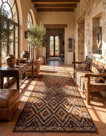 5' 9 x 11' 4 Hand Knotted Moroccan Wool Runner Rug