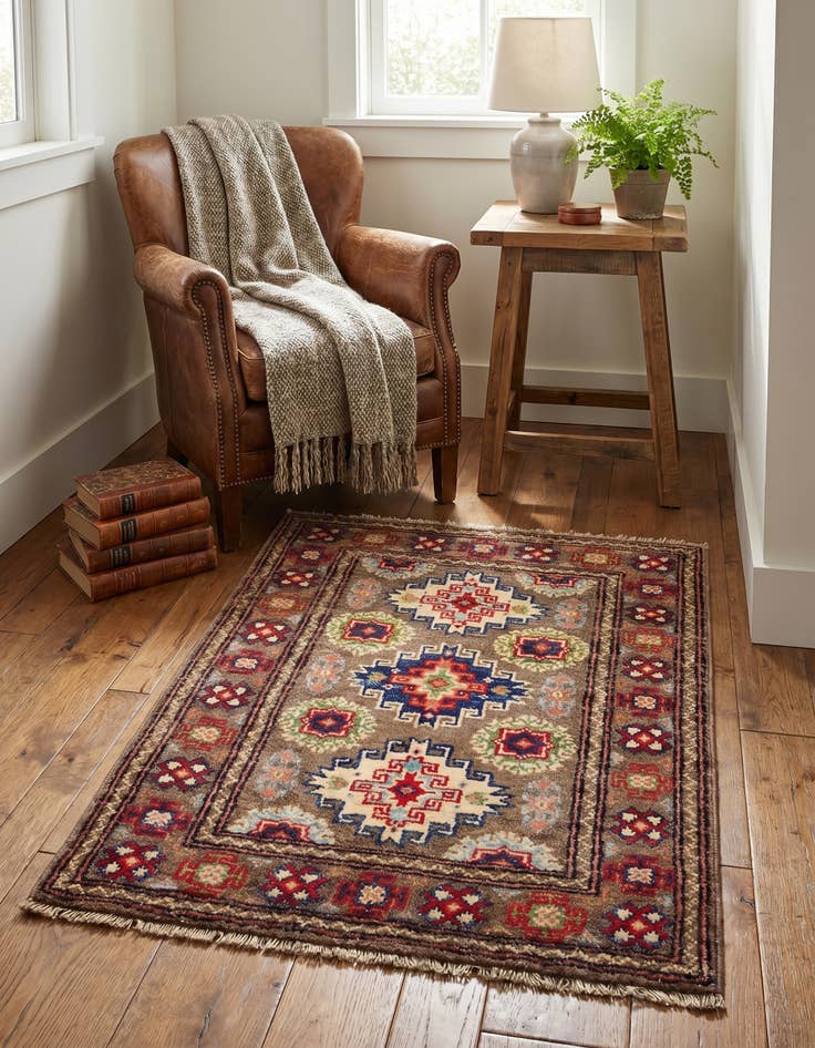 Detail image of 2' x 2' 10 Hand Knotted Kazak Rug