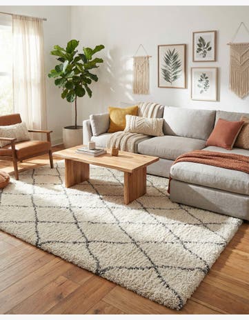 Pure Ivory Marrakesh Shag Rug