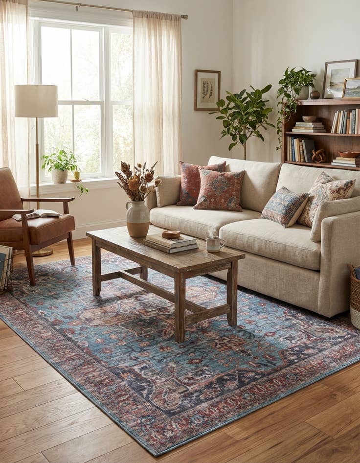 Detail image of 5' 3 x 8'  Washable Maahru Rug