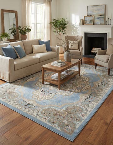 Light Blue Kamala Washable Rug