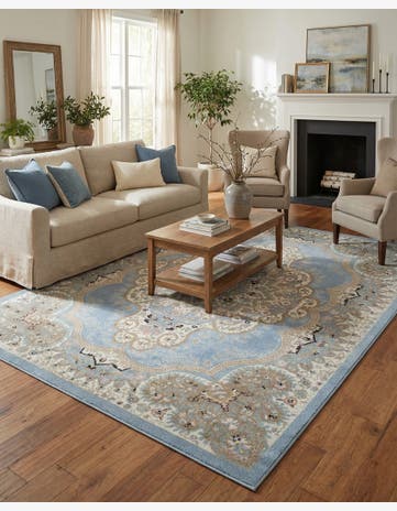 Light Blue Kamala Washable Rug