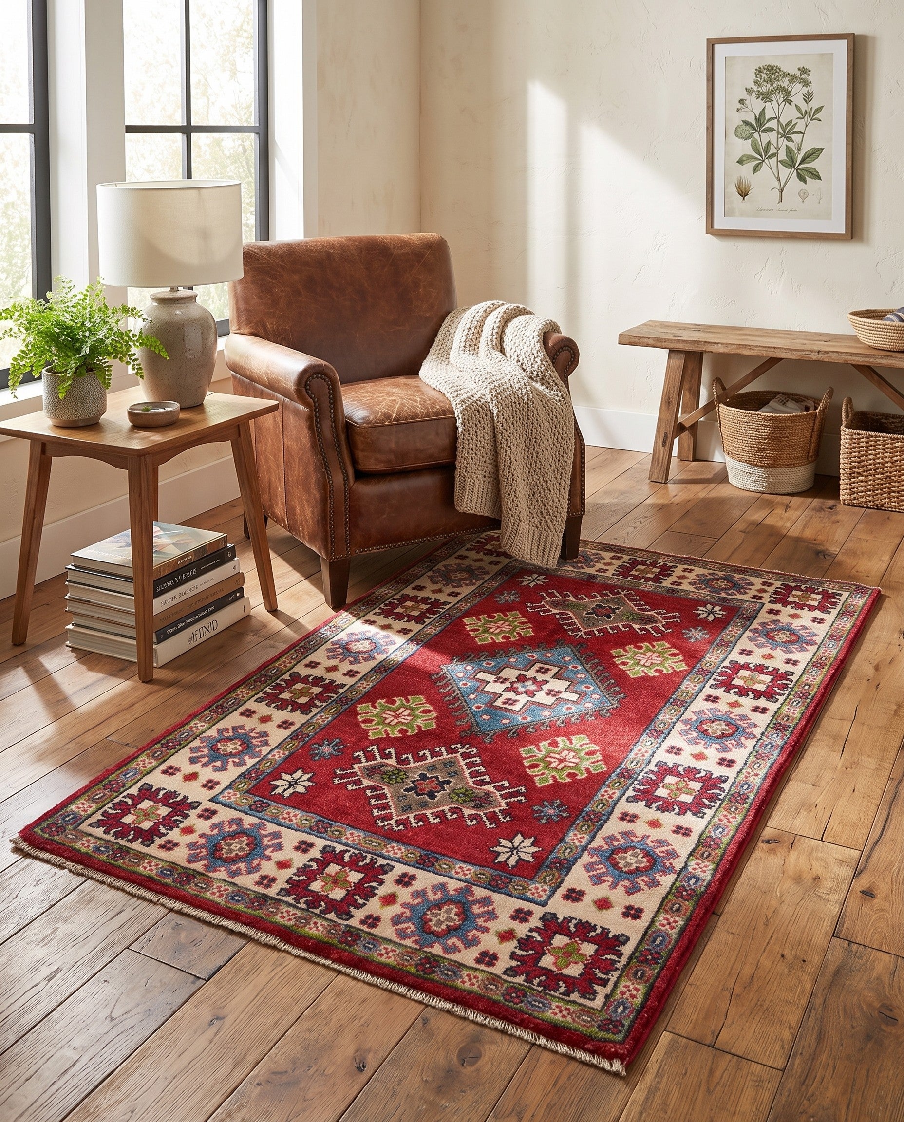 2' 7 x 4' 4 Hand Knotted Kazak Rug