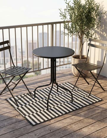 Charcoal Easy-Clean Ribbon Indoor / Outdoor Rug
