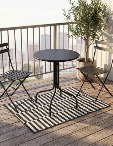 Charcoal Easy-Clean Ribbon Indoor / Outdoor Rug