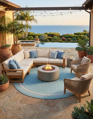 10' 8 x 10' 8 Easy-Clean Border Indoor / Outdoor Round Rug