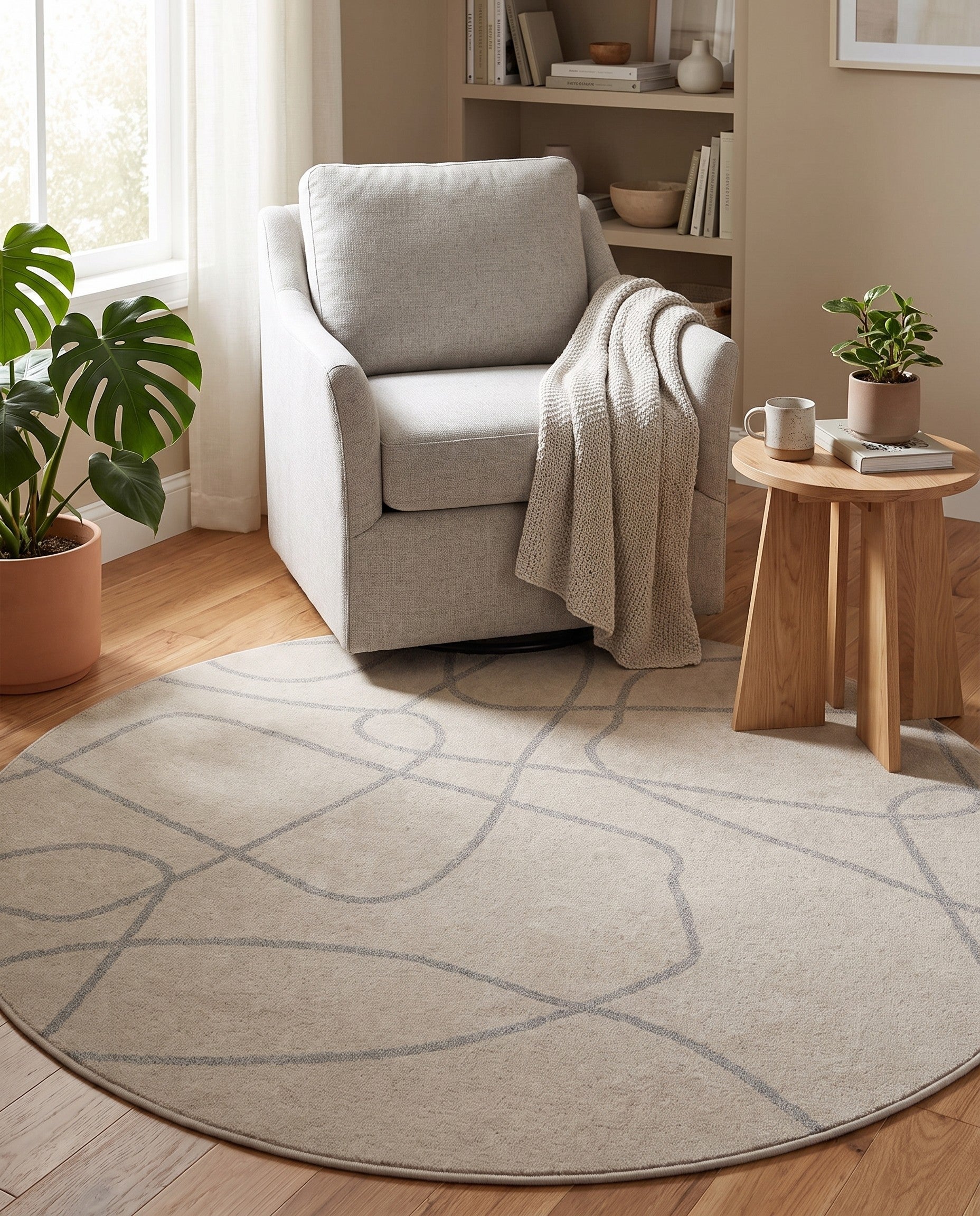 Ivory Contour Round Rug