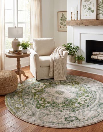 Paste Forest Green Madeline Vintage Round Rug