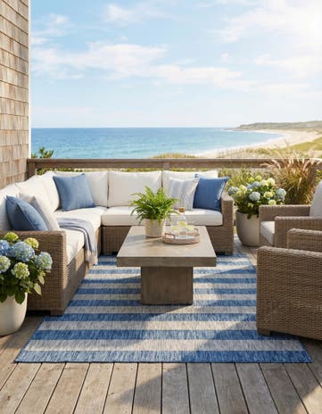 5' 3 x 8' Easy-Clean Ribbon Indoor / Outdoor Rug