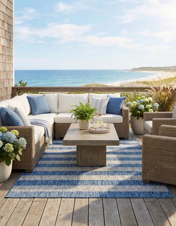 5' 3 x 8' Easy-Clean Ribbon Indoor / Outdoor Rug