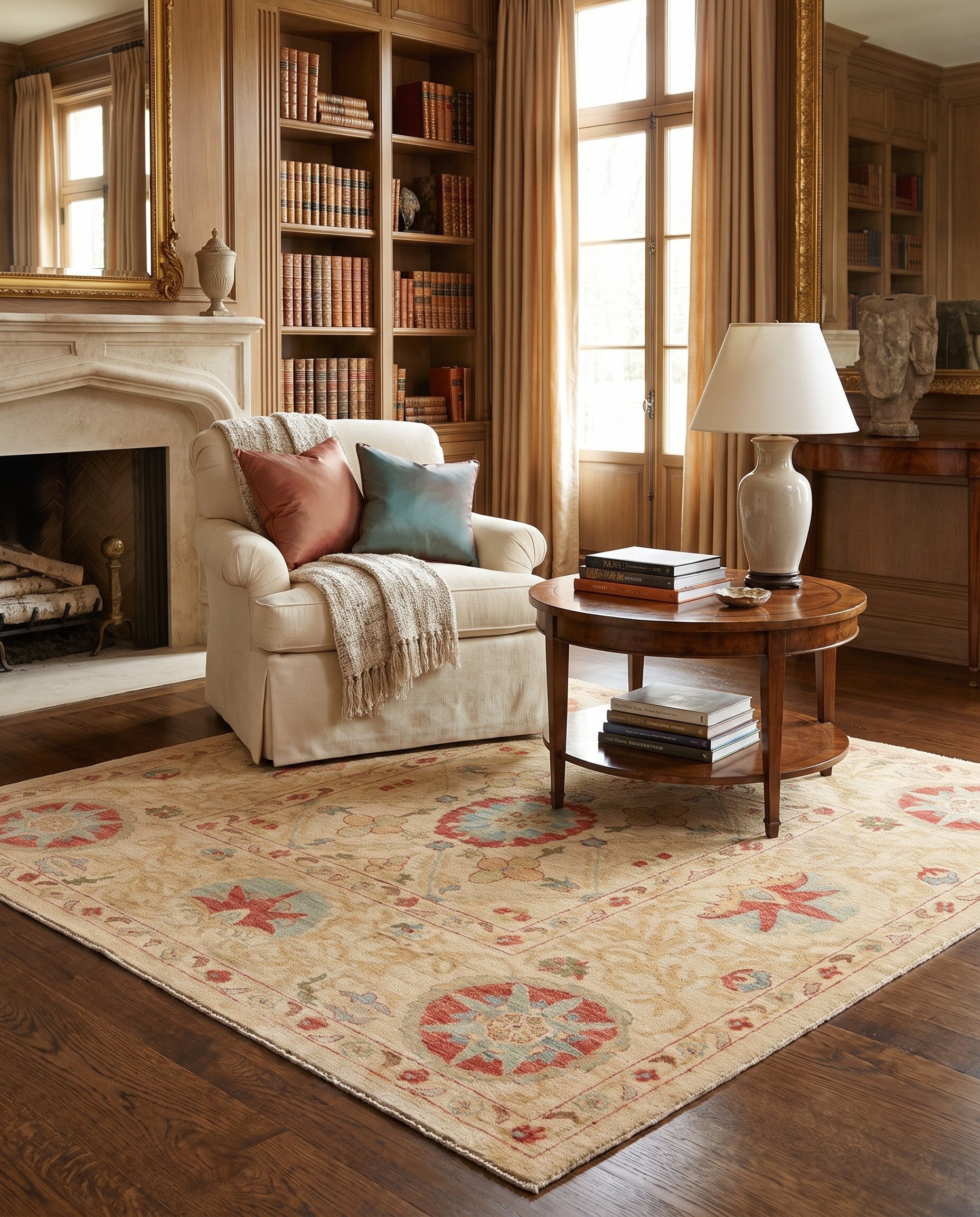 6' x 6' Hand Knotted Ziegler Square Rug