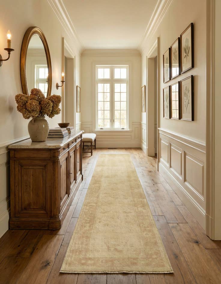 Detail image of 2' 9 x 12' Hand Knotted Oushak Wool Runner Rug