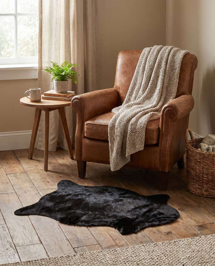 1' 8 x 2' 7 Cowhide Leather Rug