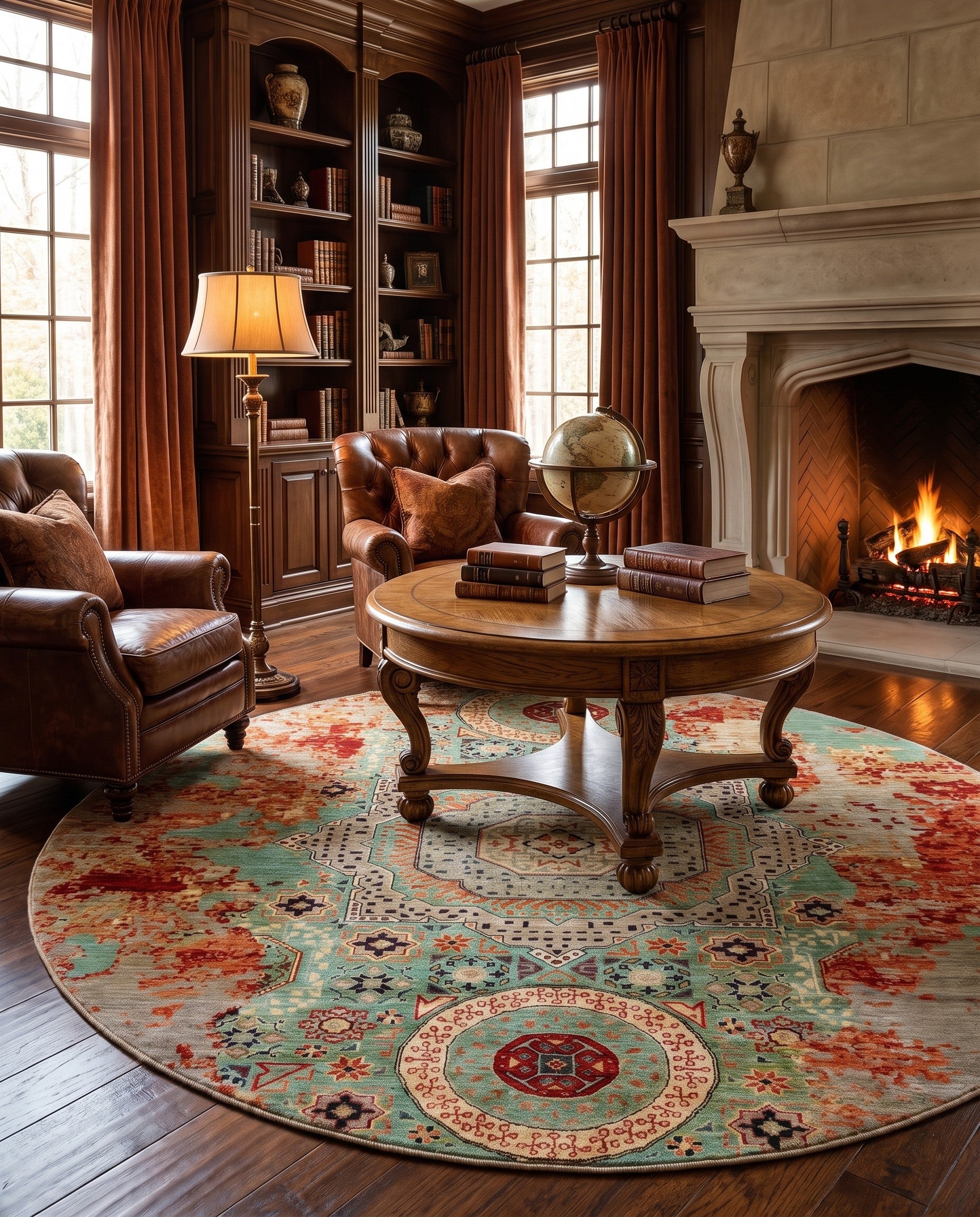 9' 8 x 9' 10 Hand Knotted Mamluk Ziegler Round Rug