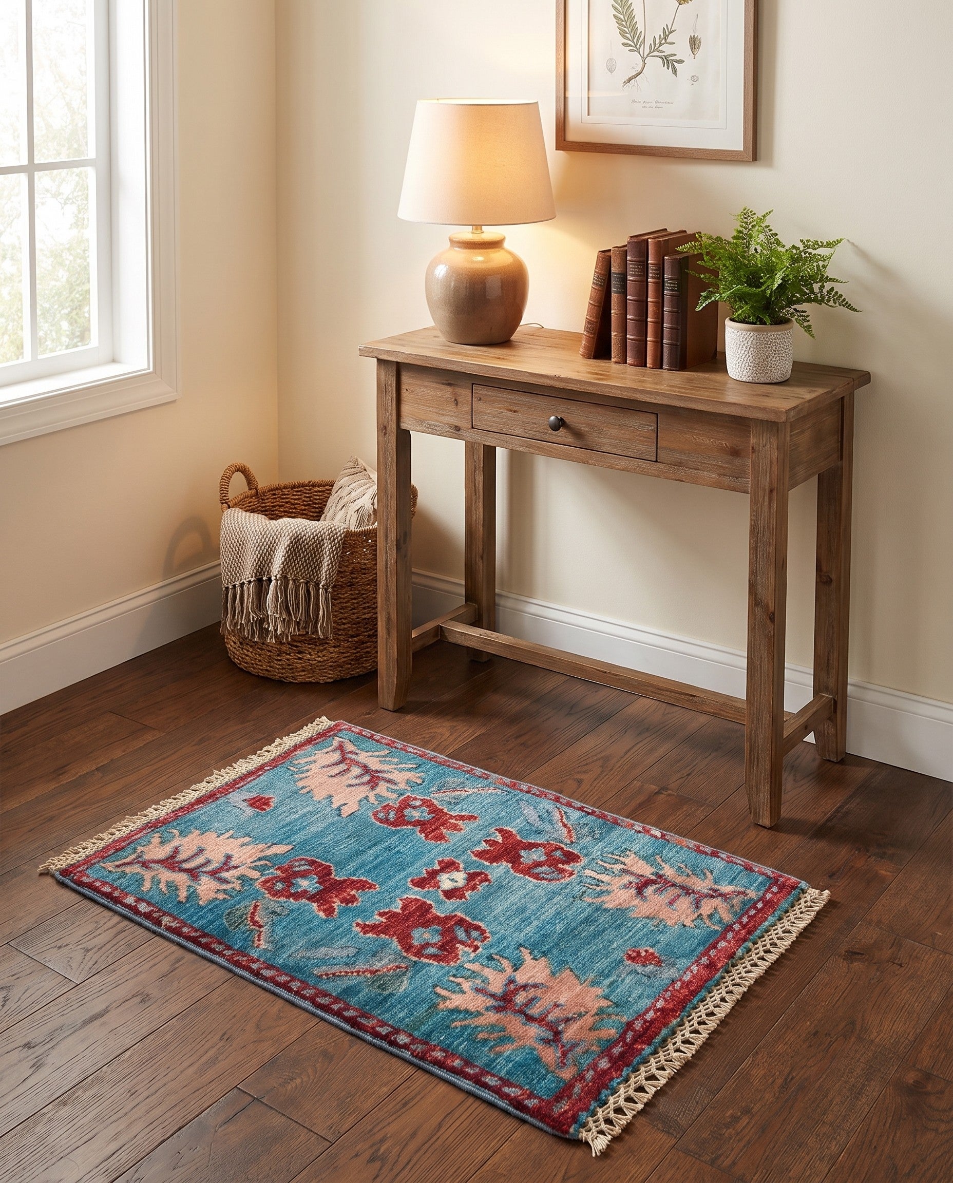 1' 4 x 2' Hand Knotted Ziegler Rug