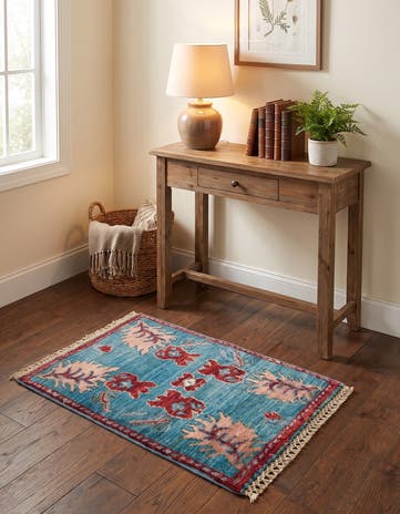 1' 4 x 2' Hand Knotted Ziegler Rug