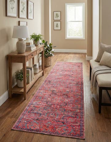 Rust Red Washable Maahru Runner Rug
