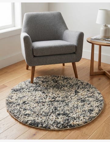 Salt and Pepper Hand Woven Haka Deluxe Shag Round Rug