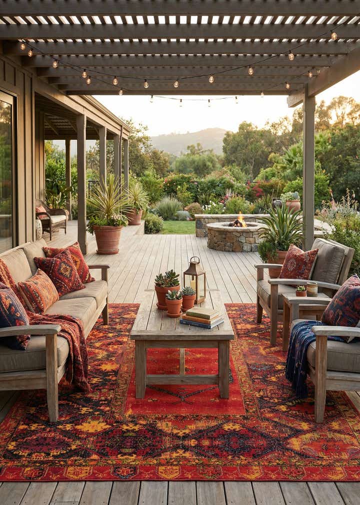 7' 10 x 10' Easy-Clean Tribal Indoor / Outdoor Rug