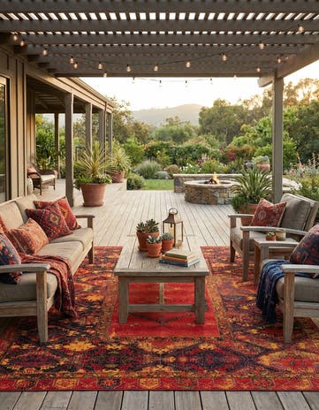 7' 10 x 10' Easy-Clean Tribal Indoor / Outdoor Rug