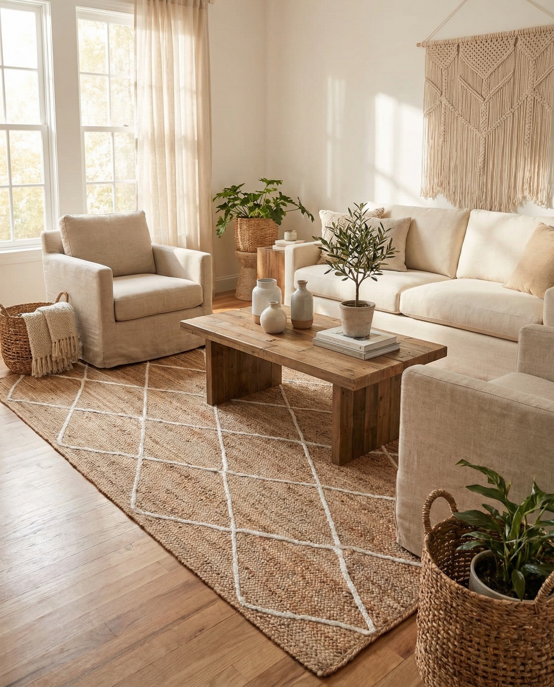 5' 1 x 8' Handmade Braided Jute Rug