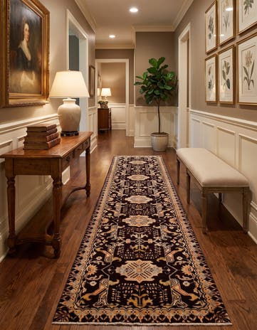 2' 8 x 9' 8 Hand Knotted Peshawar Ziegler Runner Rug