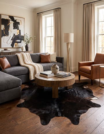 5' 1 x 5' 11 Cowhide Leather Rug